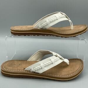 NEW Clarks Fenner Nerice Women’s Flip Flop Sandals Off White Size 6M